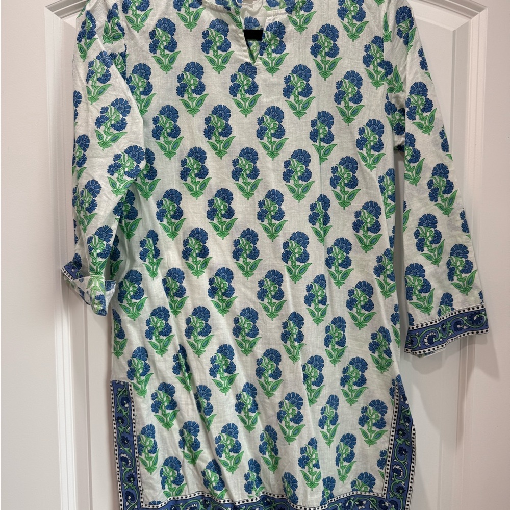 Blue and Green Paisley Swim Coverup with Lightweight Fabric
